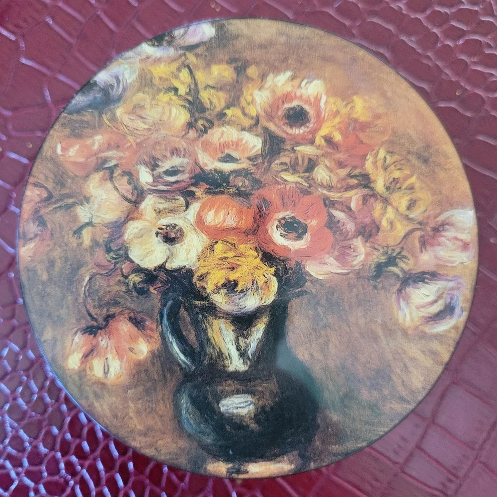 Laquer Music Trinket Box ~ Round Floral ~ Vintage? ~Otagiri? ~ Pretty ~ As Is!
